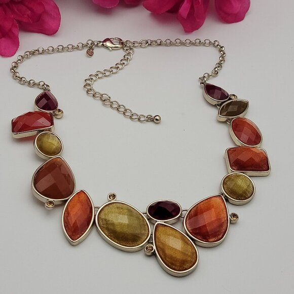 Premier Designs Jewelry - Premier Designs Silver-Tone Multicolor Simulated Gemstones Bib Necklace 20 Inch
